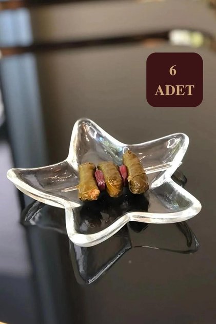 6 Adet Yıldız Sosluk Çerezlik Sunumluk Cam 15 Cm Set