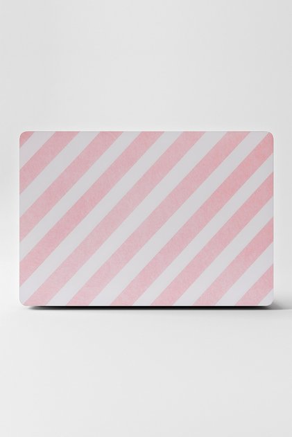 Laptop Sticker Kaplama Notebook Macbook Pembe Beyaz Çizgiler