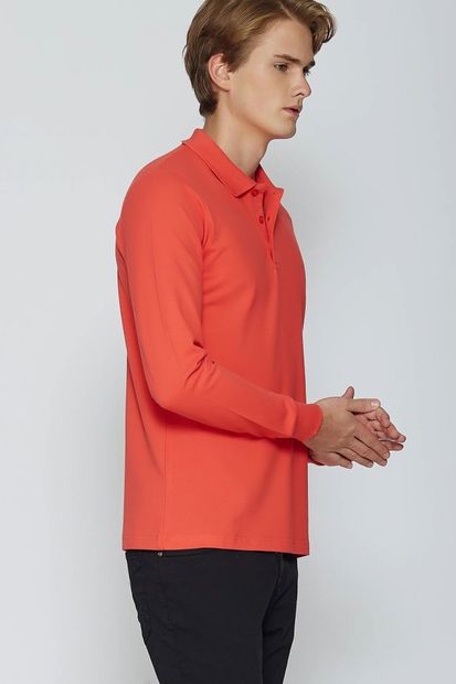 Adze Nar Çiçeği Erkek Pamuk Basic Polo Yaka Sweatshirt - 4