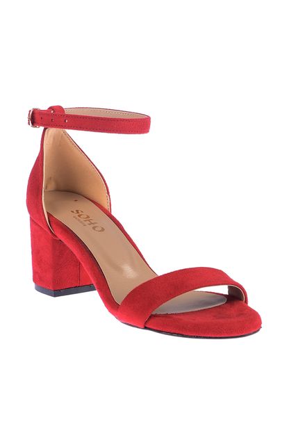SOHO Kırmızı Süet Kadın Topuklu Ayakkabı 8290 - 3