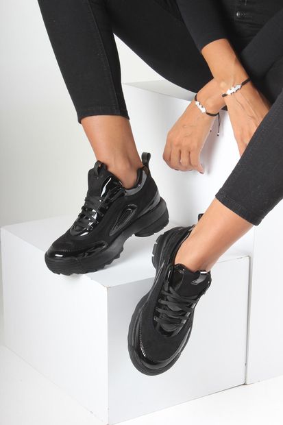 İnan Ayakkabı Siyah Kadın Spor Ayakkabı Y2040 - 5