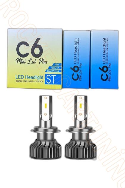 H4 Led Zenon C6 Mini Led Xenon Ampul 12800 Lümen Beyaz Renk 6000 Kelvin Şimşek Etkili