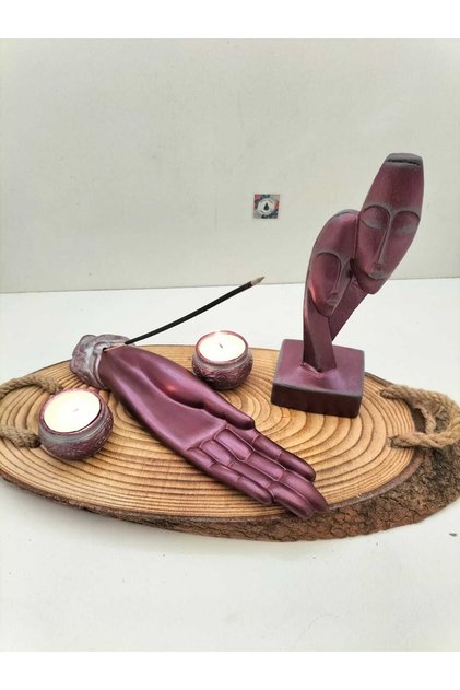Sevgili Yüzler Totem Set Çubuk El Tütsülük-2 Adet Tealıght Mum Ve Çubuk Tütsü Hediye Set 1