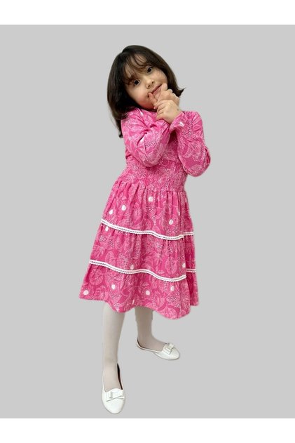 Girl's Dress/ Floral Patterned Dress/ Long Sleeve Children's Dress