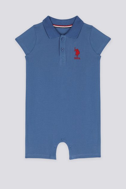 Base Polo Assn Sky Pattern Blue Baby Jumpsuit