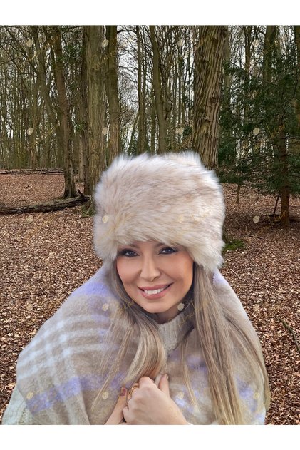 Faux Fur Women's Kalpak Feather Plush Snow Hat Beanie Brown Black Melted Beanie