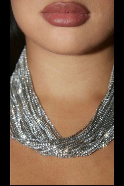 Kristal Taşlı Çoklu Choker Abiye Davet Parti Düğün Nişan Silver Kolye
