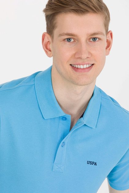 Men's Turquoise Polo Neck Basic T-shirt