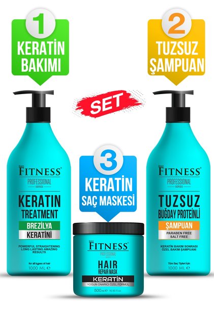 Brezilya Fönü Keratin Bakımı Saç Düzleştirici & Parabensiz Tuzsuz Şampuan & Onarıcı Keratin Maskesi