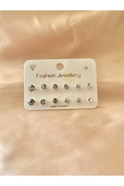 Set of 12 Zircon Stone Earrings