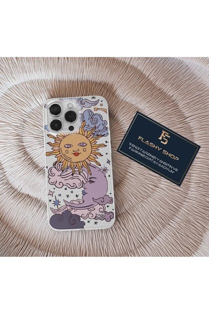 Samsung Galaxy A70 Compatible Sun and Moon Design Transparent Case