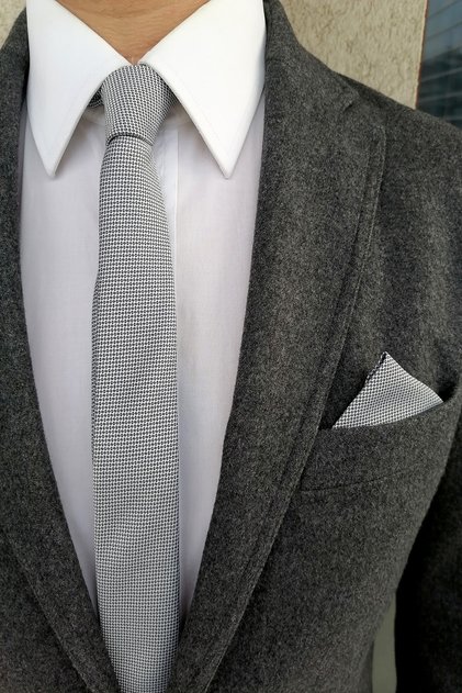 Light Gray Tie Handkerchief Set