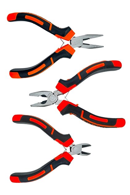 MOONSHOP 3 Lü Mini Pense Yan Keski Kargaburnu Set+3 Lü Tornavida+