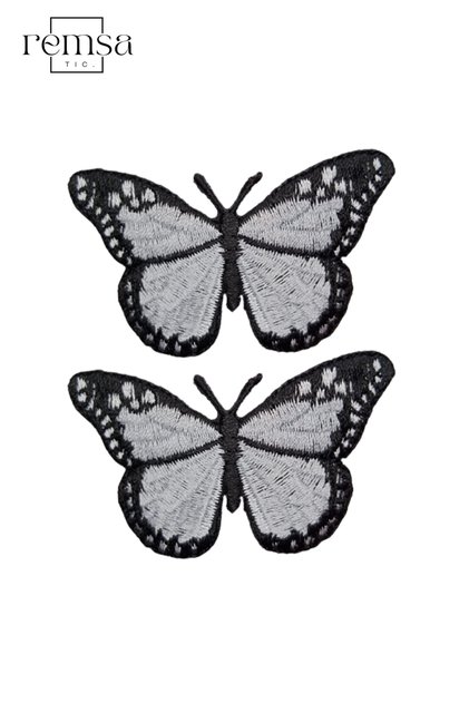 Ütü Ile Yapışan Arma - Patch - Kelebek Modeli Gri (6cm X 5,5cm) 2 Adet