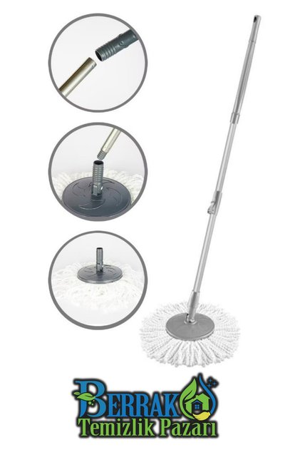 Ayarlanabilen Döner Başlıklı Mop Sap Palet Mikrofiber Püskül Seti