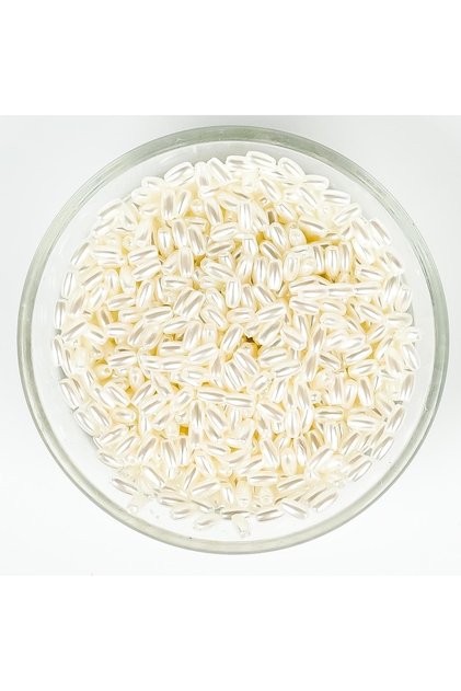 25 gram - 3x6 Mm, Krem Renk Arpa Inci Boncuk, Lüks Barok Arpa Inci, ( 25gr - 700-800 Adet Arası )