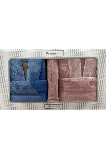 Bornoz Seti Peonies Pembe-mavi Happy Set