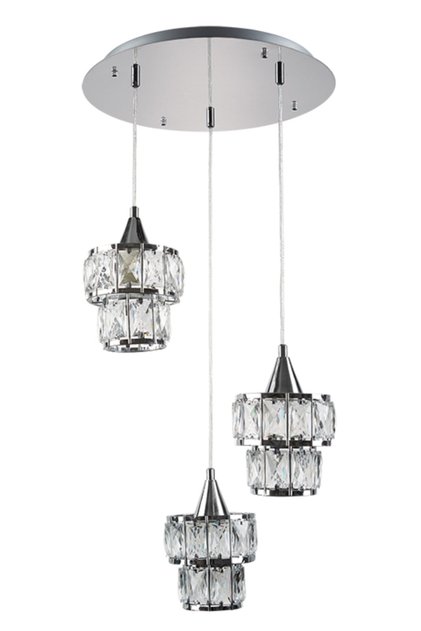 Kontes 3'lü Sarkıt Kristal Taşlı Modern Avize