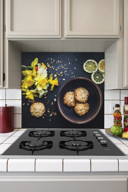Flowers and Lemons Behind the Kitchen Stove Sticker