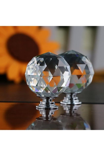 Kristal Düğme 30mm Çapında Büyük Krom Çekmece Dolap Mobilya Kulpları