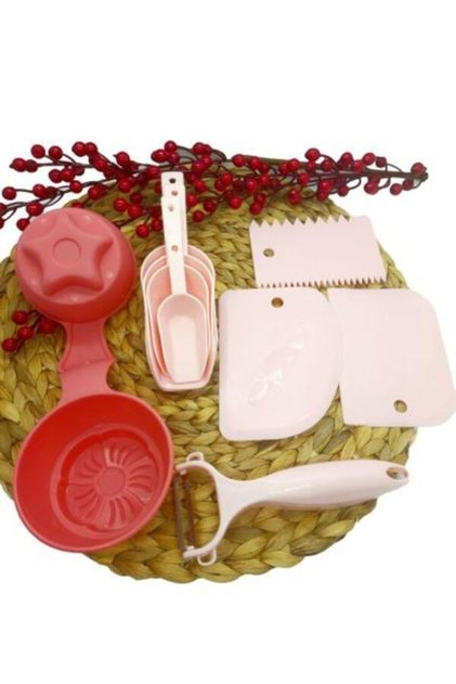 10 Piece Kitchen Set - 4 Size Food Measuring Shovel - 2 Piece Dessert-rice Mold - 3 Piece Dough Scraper - Peeler