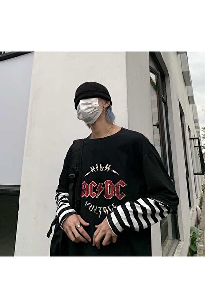 Eysa Printed Fake Sleeves Unisex Black T-shirt