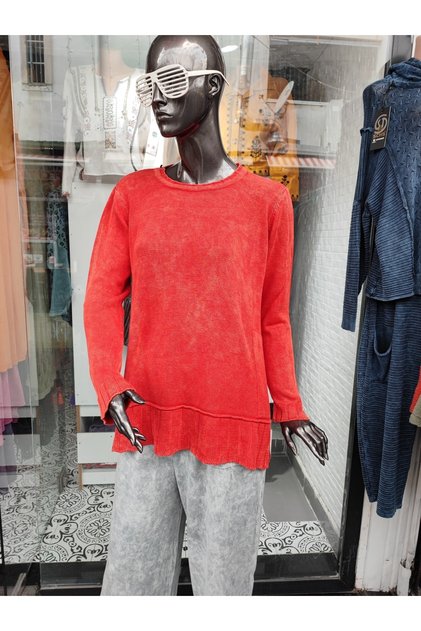Authentic Bohemian 100% Cotton Double Pocket Washable 0 Collar Knitwear Tunik