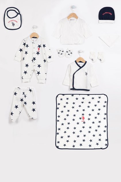 U.S. Polo Assn Licensed Cream Baby Boy 10-Piece Hospital Exit Set
