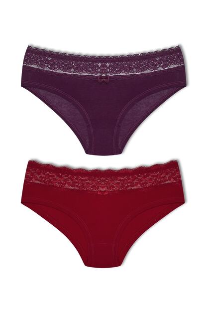2-Piece Cotton Lace Waist Hipster Women's Boxer Briefs