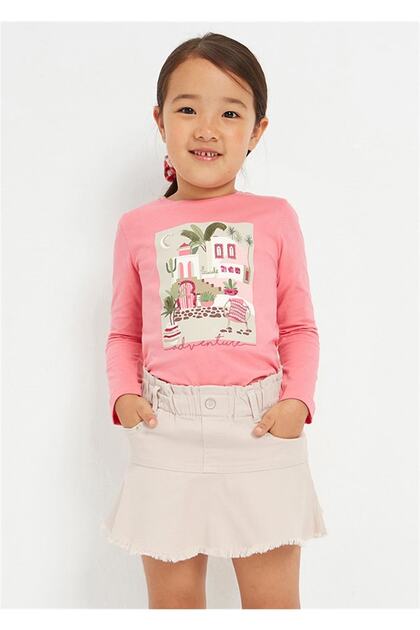 Beige Girl's Gabardine Skirt - 3902