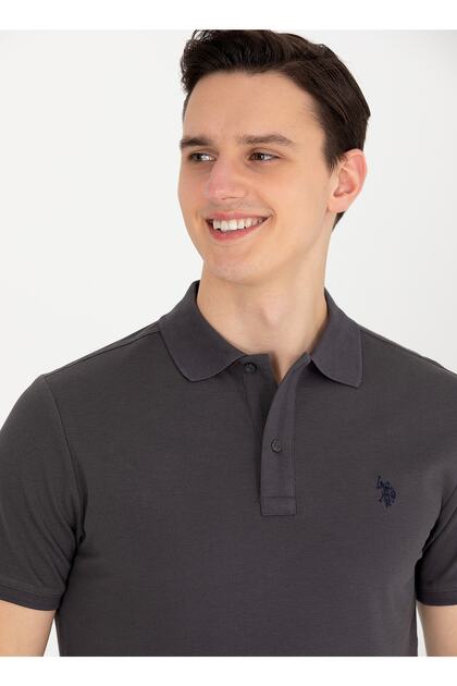 G081gl011 Gtp04ıy0231570718 تي شيرت رجالي من Us Polo Assn بلون أنثراسايت ميلانج