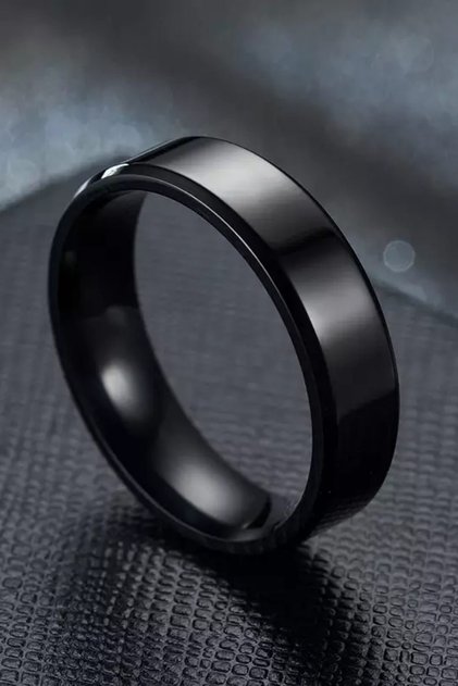 Shiny Black Fine Steel Women Men Unisex Ring (You Make Measurement before Purchase!!!)