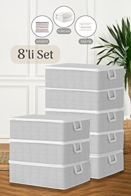 Meleni Home 6'lı Çekyat Tipi Siyah Şeritli Organizer Hurç - Baza