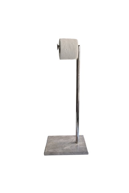 Mermer Tuvalet Kağıtlığı, Tuvalet Kağıtlığı(GRİ- KROM KAPLAMA) : 20x28 Cm - H:60 Cm