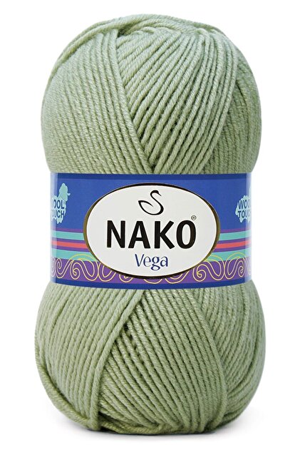Nako Vega El Örgü Ipi Ipliği Yünü Renk Kodu:10075-aloe Vera