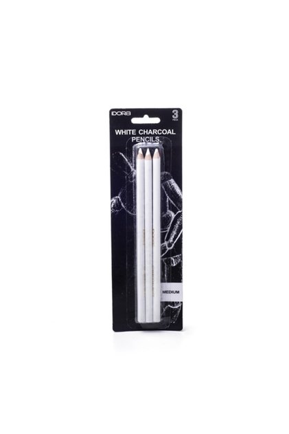 White Charcoal Fusen Pencil Medium - 3 Pieces Professional