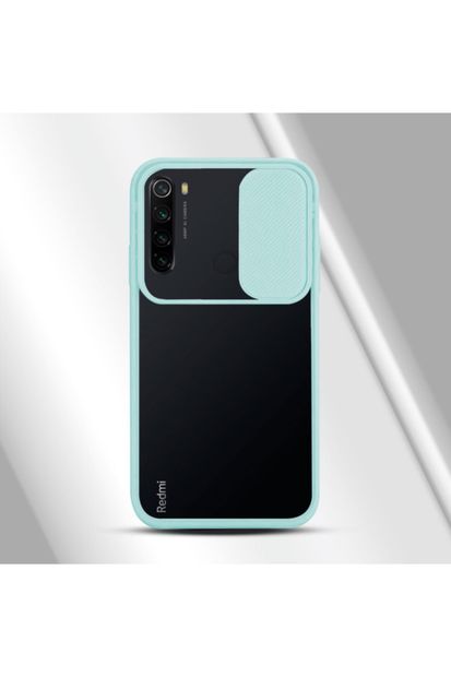 EPRO Xiaomi Redmi Note 8 Kamera Lens Korumalı Sürgülü Turkuaz Silikon Slayt Özellikli Arka Kapak Kılıf - 1