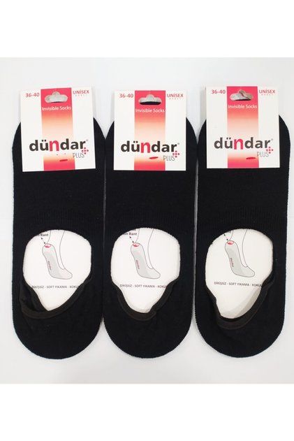 Plus Unisex Invisible Ballerina Socks 3 Pack (black)
