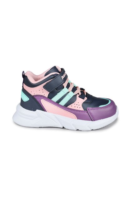 27823 Velcro Salmon Pink - Navy Blue Girl's Winter Boots Sneakers