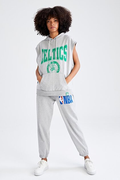 DeFacto Fit Nba Boston Celtics Lisanslı Oversize Fit Kapüşonlu Sweatshirt - 7