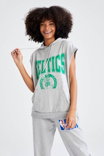 DeFacto Fit Nba Boston Celtics Lisanslı Oversize Fit Kapüşonlu Sweatshirt - 6