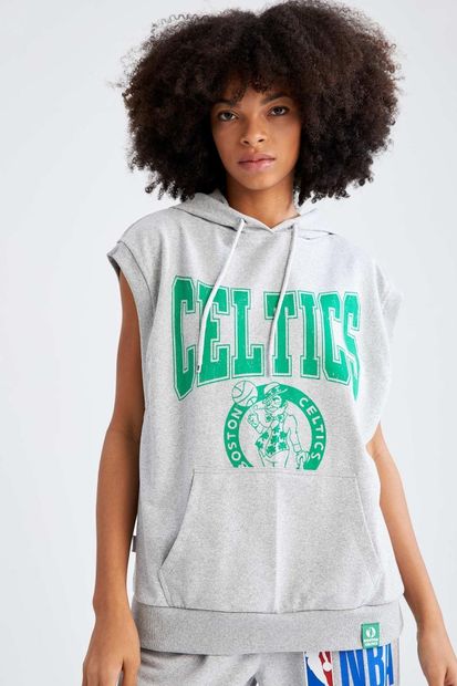 DeFacto Fit Nba Boston Celtics Lisanslı Oversize Fit Kapüşonlu Sweatshirt - 8