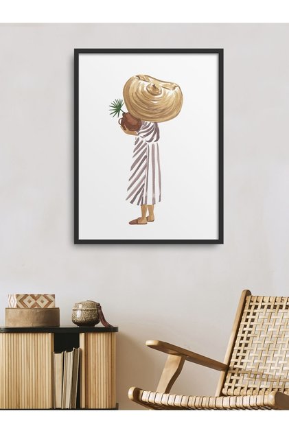 Single Framed Summer Woman Painting 30X40 cm 40X60 cm Black White Wooden Framed Tk/40