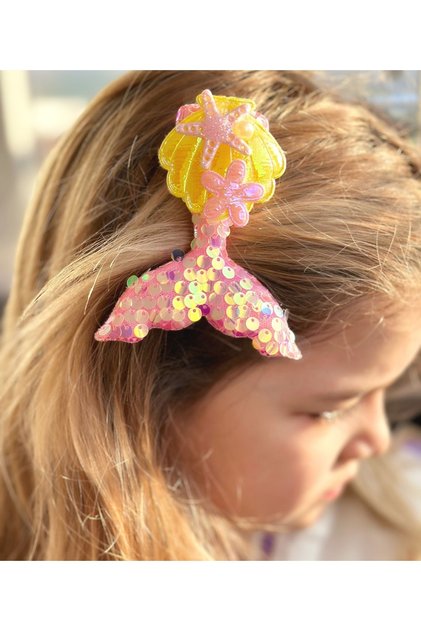 Trend Giant Large Shiny Pearlescent Sequin Glitter Mermaid Tail Shell Star Metal Collar Side Buckle