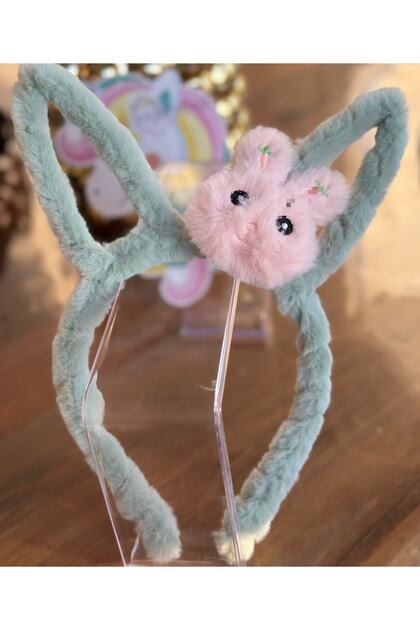 Cute Plush Furry 3D Toy Rabbit Eared Crown Large Small Children's Crown Water Green
