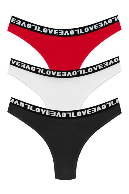 3-Piece Love Elastic Brazilian Women's Panties