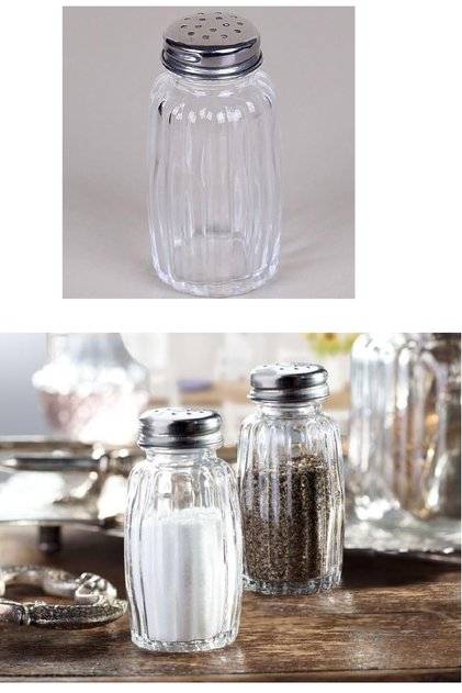 Glass Salt Shaker Black Pepper Shakers - 2 Pieces