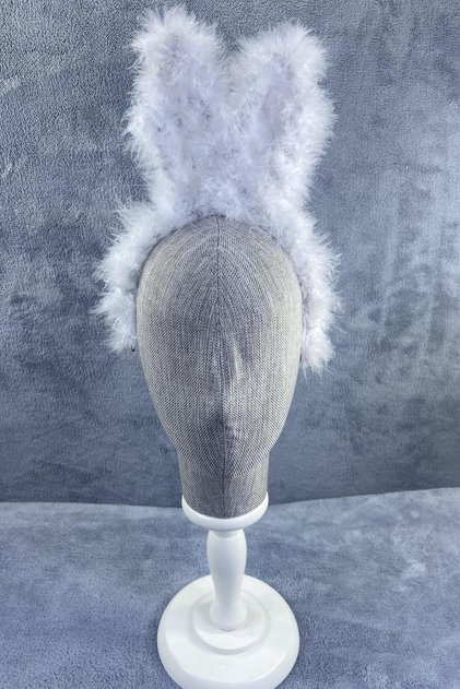 White Full Furry Rabbit Eared Crown New Year Girl Crown Rabbit Crown Party Organization Crown
