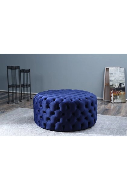 Chester 80cm Lik Kapitoneli Yuvarlak Oval Puf (benç) Orta Sehpa