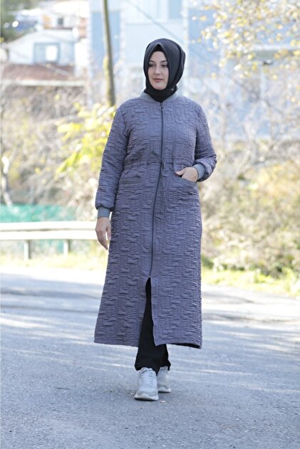 Zey&Ka Butik Büyük Beden Jakar Kapitone Fermuarlı Ribanalı Giy Çık